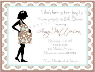 MOD MOM BLUE & CHOCOLATE BROWN Baby Shower Invitations  