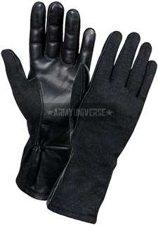 Black Sheepskin Leather Flame & Heat Resistant Fireproof Flight Gloves 
