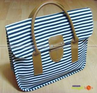 Women Fashion Stripe Canvas Handbag Shoulder Bag #479  