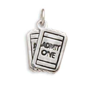  ADMIT ONE Movie Tickets Charm 3 D Sterling Silver Jewelry