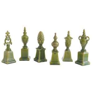   European Style Green Finials with Square Bases