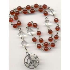  Christian Peace Rosary   Ruby and Crystal Czech Glass 