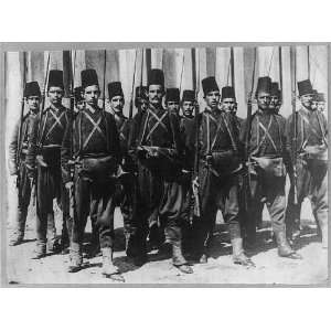  Photo 18 Turkish soldiers posed, standing, with rifles 
