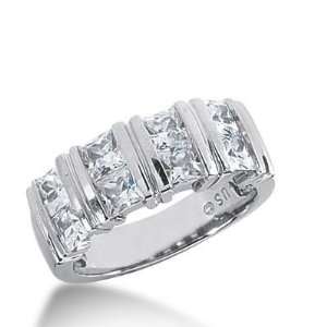 14k Gold Diamond Anniversary Wedding Ring 8 Princess Cut Diamonds 2.16 