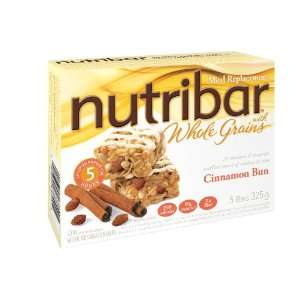  Nutribar Whole Grain Meal Replacement, Cinnamon Bun, 5 Bar 