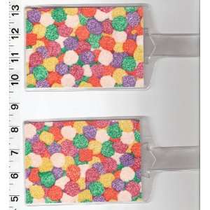   of 2 Luggage Tags Made with Gumdrops Gum Drops Fabric 