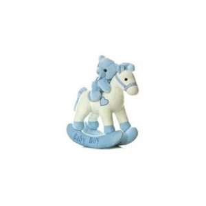  Musical Plush Blue Rocking Horse With Teddy Bear By Aurora 