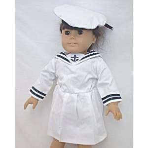 Summer Sailor Middy Dress with Tam Outfit Fits American Girl 18 Doll 