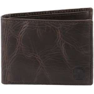  Fossil North Carolina State Wolfpack Brown Leather Traveler Wallet 