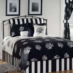  Coral Black And White Queen 4 Piece Comforter Or Duvet Set 