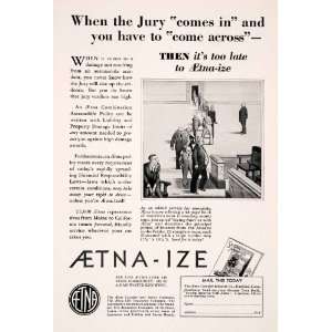 1931 Ad Aetna Insurance Jury Liability Casualty Hartford Connecticut 