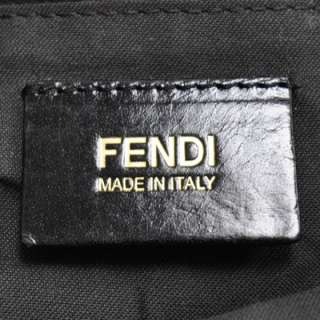 FENDI Leather Chain Baguette Shoulder Bag Purse Gray FF  
