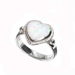   12mm Heart Shaped White Lab Opal Ring (Size 5   9)   Size 7 Jewelry