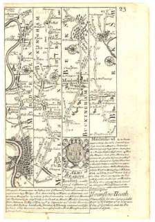 ANTIQUE ROAD MAP Mddx.Bucks.Berks. #23/24.O/Bowen.1736  