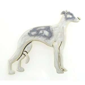  Whippet Mini Greyhound Silver & Enamel Pin Jewelry