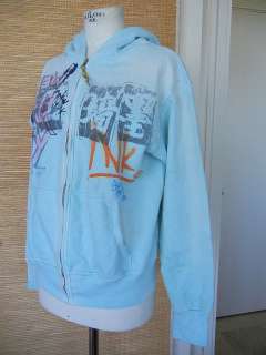 GREAT CHINA WALL INK pale blue hoodie NEW YORK CITY  