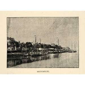   Port Sailing Boats Friesland   Original Halftone Print
