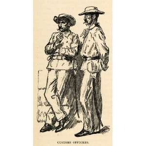 com 1888 Wood Engraving Customs Officers Costume Police Border Patrol 