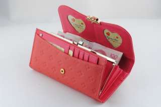 Fashion Womens Clutch LOVE Wallet Red Sheepskin Leather High Quality 