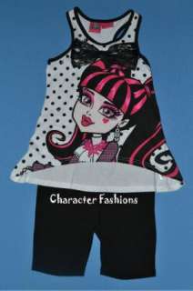MONSTER HIGH Outfit Set Size 6 6X 7 8 10 12 14 16 Shirt Shorts ROMPER 