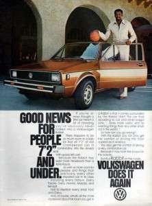 1979 VW Rabbit Wilt Chamberlain Original Color Ad  