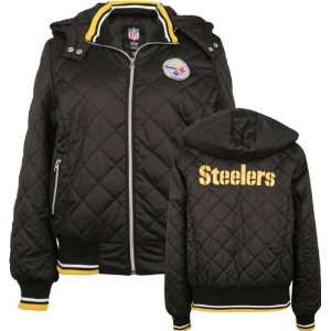 Pittsburgh Steelers  Womens  Diamond Quilted Full Zip Hooded Jacket 