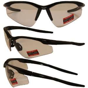 Global Vision High Bridge Safety Glasses Black Frames Clear Lenses 