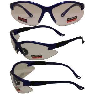 Global Vision Cougar Safety Sunglasses Blue Frame Clear Lens