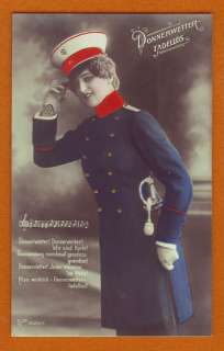 WW1 GERMAN POSTCARD   FRAULEIN in UNIFORM with SWORD  