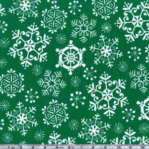  45 Wide Michael Miller Snow Crystals Green Fabric By The 