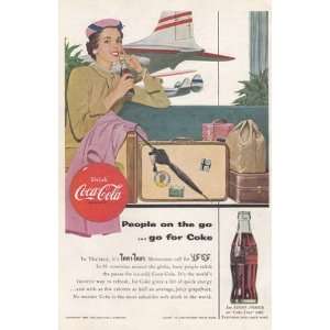  Print Ad 1954 Coca Cola Woman, Airport Coca Cola Books