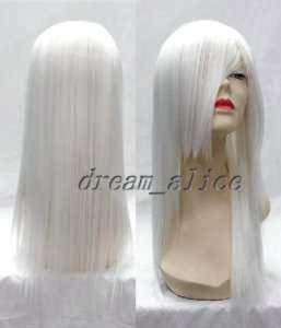 BFI13 60cm white straight cosplay wig  