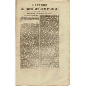  Letters of Colonel Mosby and John Tyler Jr. (Rutherford B 