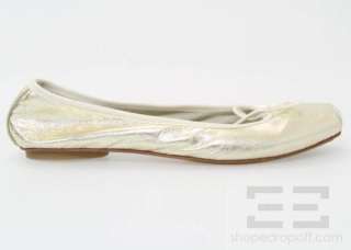 Charles David Metallic Gold Leather & Suede Ballet Flats Size 39 NEW 