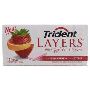 Trident Layers Sugar Free Gum   Strawberry Citrus  Grocery 