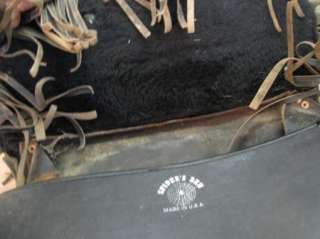 VINTAGE SPIDERS DEN Leather Saddl TOTALLY WORN OUT Biker Decor 