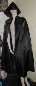 Goth Gothic Vampire Wicca Pagan Black Hooded Cape Cloak  