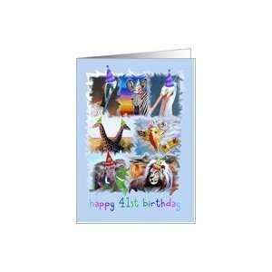  Colorful 41st Birthday Zoo Animals Card Toys & Games