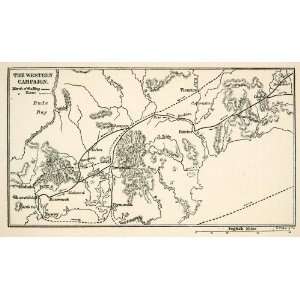  1893 Lithograph Map Western Campaign English Civil War 