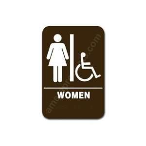  Restroom Sign Handicap Womens Brown 3804