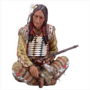  Chief Sitting With Peace Pipe Figurine Staute Western 