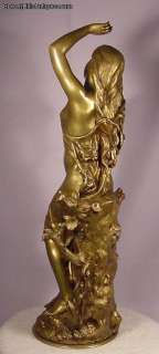 Antique Bronze Lady Sculpture Hippolyte Moreau  