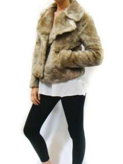 NWT Juicy Couture Haze Mink Brown Angel White Faux Rabbit Fur Jacket 