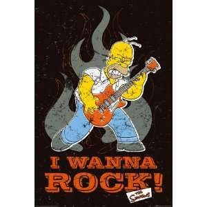   Simpsons I Wanna Rock POSTER measures 36 x 24 inches (91.5 x 61cm
