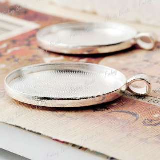wholesale Flat Oval Pendants vintage Cabochon Settings antique silver 