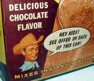 1950s NESTLES QUICK CAN w ROY ROGERS PROMOTIONAL OFFER  