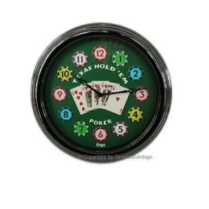  Texas Holdem Poker Casino Games Room Wall Clock