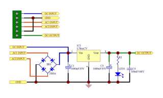 Power Supply Module, AC/DC in, 5V out, Based on 7805 IC  