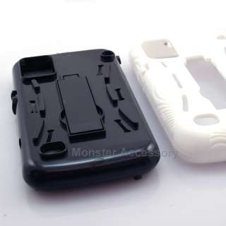 White Black Kickstand Double Layer Hard Case Cover ZTE Warp N860 Boost 