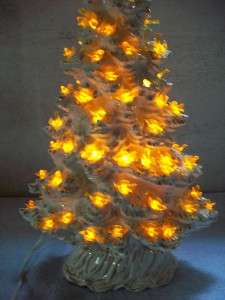 Vintage Ceramic Christmas Tree RARE Tampa Mold White Gold Orange Birds 